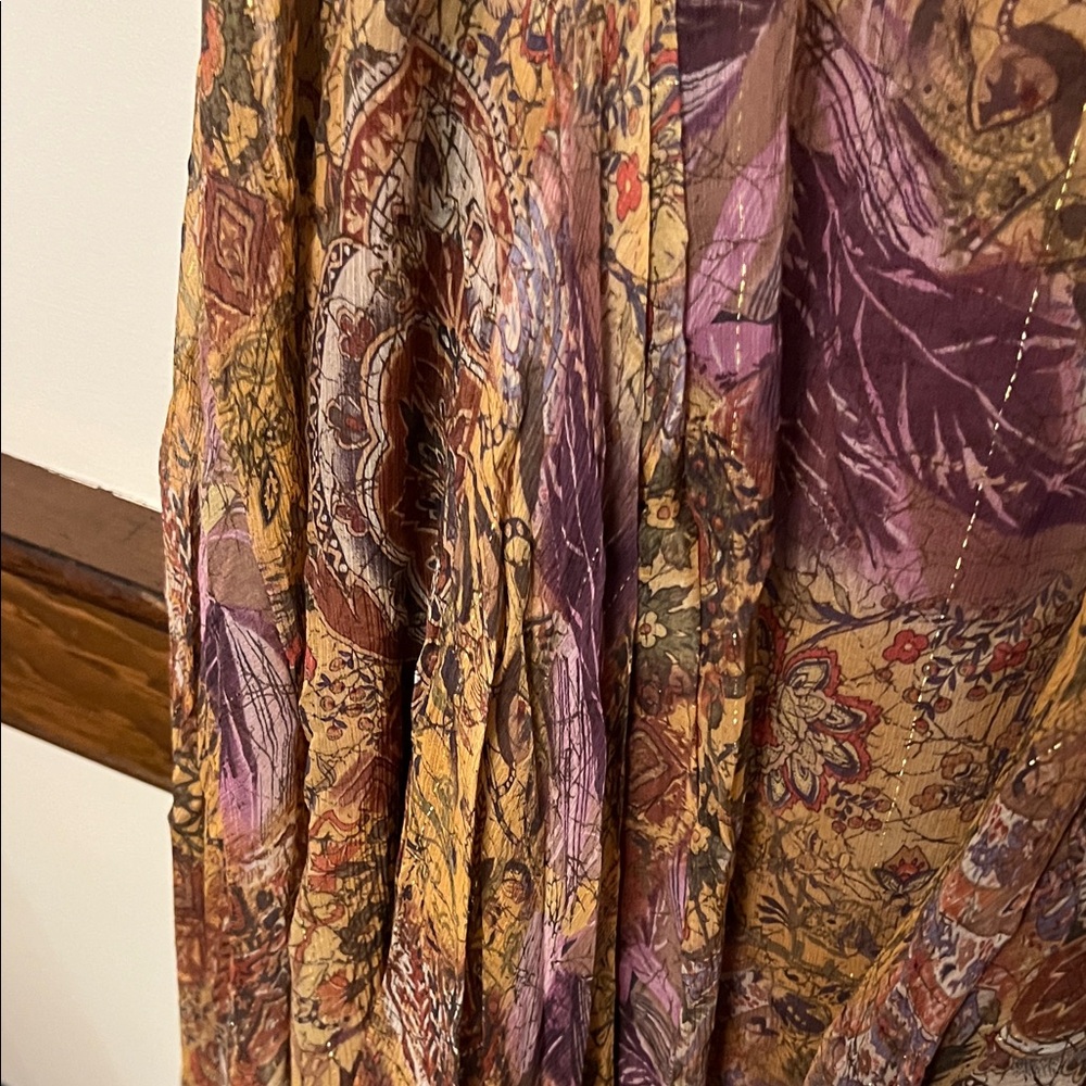 Lauren Ralph Lauren Asymmetrical Floral Maxi Skirt in camel and cinnamon - Picture 3 of 5